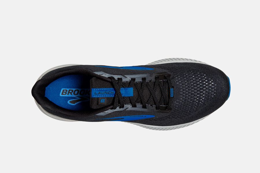 Launch 8 Road Brooks Running Shoes NZ Mens - Black/Grey/Blue - LOCVDA-047